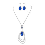Oval Glass Crystal Triple Abstract Hoop Necklace