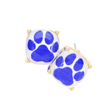 Paw Accented Square Stud Earrings