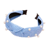 Pearl Embellished Straw Knot Burnout Headband