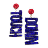 Felt Back Touch Down Message Beaded Dangle Earrings