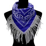 Women's Rhinestone Like Fringe Cowgirl Bandana Scarf