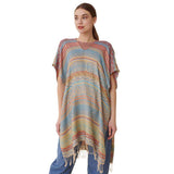 Stripe Tassel Kaftan Poncho