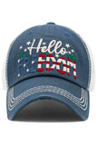 HELLO FREEDOM Vintage American Flag Theme Ballcap