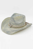 Silver bull Head and Multi Band Handmade Vintage Cowboy Hat