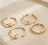 Minimalist Pearl Twist & Wave Ring Set