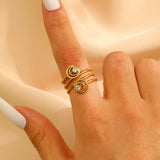 Stainless Steel Zircon Line Ring