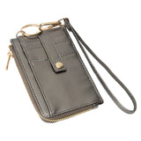 Faux Leather Basket Weave Flat Card Holder Wallet with Wristlet