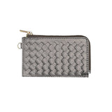 Faux Leather Basket Weave Flat Card Holder Wallet with Wristlet