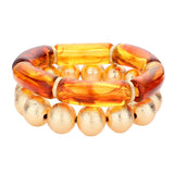 2PCS Resin Metal Ball Stretch Bracelets