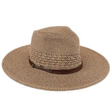 C.C Women's Faux Leather String Paper Straw Panama Hat Sun