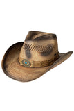 C.C Weaved Vegan Suede Band Tea-Stain Cowboy Hat