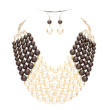 Chunky Multi Strand Pearl Bib Necklace