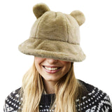 Faux Fur Bear Ear Bucket Hat