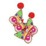 Felt Back Butterfly Beaded Dangle Earrings