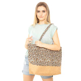 Leopard Print Jute Tote Bag
