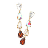 Teardrop Stone Link Dangle Evening Earrings