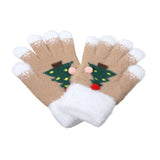 Cozy Fuzzy Pom Pom Christmas Tree Accent Winter Gloves