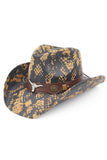 Bull Head Accent Snake Print Cowboy Hat