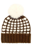 C.C Full of Heart Pattern Pom Beanie Winter Hat