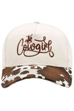 COW GIRL Embroidered Letter with Cow Pattern Baseball Cap