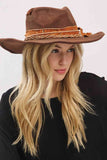 Distressed Band with Feather Cowgirl Fedora Hat