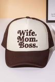 WIFE MOM BOSS Letter Foam with Mesh Back Trucker Cap