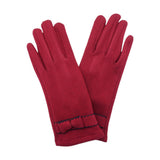Bow Pointed Faux Suede Smart Touch Gloves