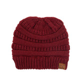 C.C CRISS CROSS PONYTAIL KNIT BEANIE