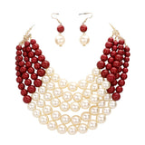 Chunky Multi Strand Pearl Bib Necklace
