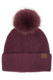 C.C Plush Terry Chenille Pom Beanie Winter Hat