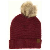 Solid Boucle Knit Pom C.C Beanie