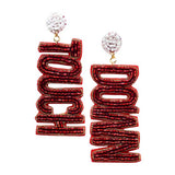 Felt Back Touch Down Message Beaded Dangle Earrings
