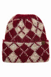 C.C Argyle Pattern Cuff Beanie Winter Hat