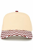 C.C Check Board Pattern Print Two Tone Canvas Trucker Hat