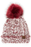 C.C Eyelash Confetti Yarn Knit Beanie With Pom