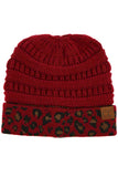 C.C Leopard Cuff Ribbed Beanie