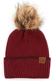 C.C Solid Cuffed Beanie With Pom