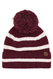C.C Two Tone Stripe Yarn Pom Beanie