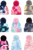 C.C Tie Dye Kids Beanie With C C Rubber Patch And Yarn Pom