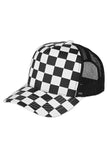 C.C Women's Black/White Race Checkered Mesh Trucker Cap Hat