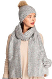 C.C Classic Rib Beanie With Faux Fur Pom