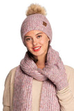 C.C Classic Rib Beanie With Faux Fur Pom