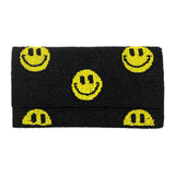 Smile Patterned Seed Beaded Clutch / Crossbody Bag
