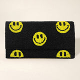 Smile Patterned Seed Beaded Clutch / Crossbody Bag