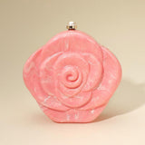 Pearl Beaded Handle Rose Clutch Bag Crossbody Bag