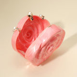 Pearl Beaded Handle Rose Clutch Bag Crossbody Bag