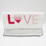 Love Message Seed Beaded Clutch / Crossbody Bag