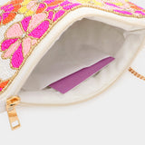 Seed Beaded Flower Clutch / Crossbody Bag