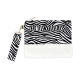 Zebra Animal Print Fur Clutch Bag