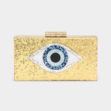 Glittered Evil Eye Clutch Crossbody Bag